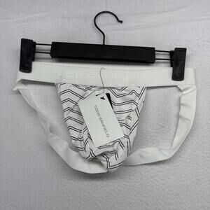 Todd Sanfield Jock Men's Small White Black Two Line Chevron Strap Underwear NEW